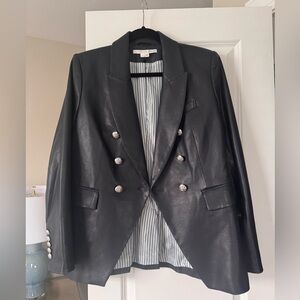 Veronica Beard Leather Navy Miller Dickey jacket Size 12